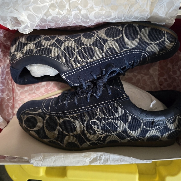 Coach Denim Blue Monogram Sneakers - Picture 1 of 2